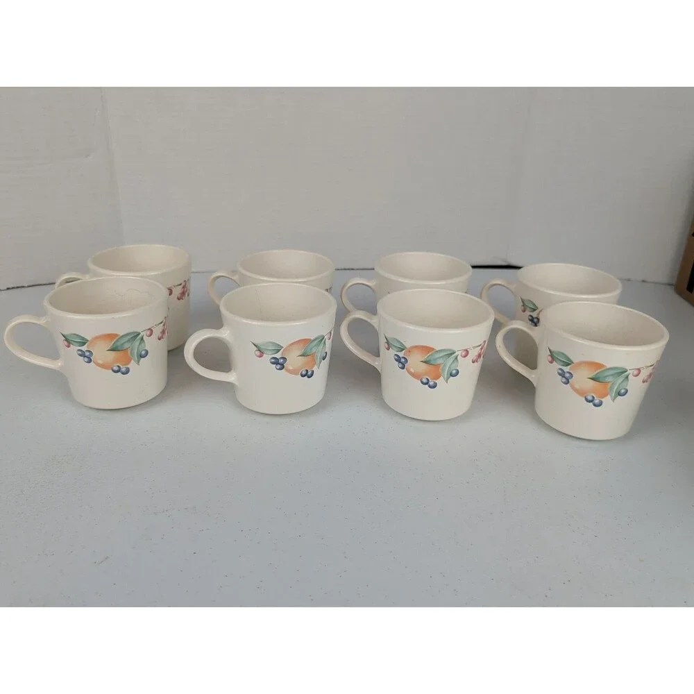 Vintage  Corelle Corning Ware Abundance Coffee/Tea Cups Set Of 8